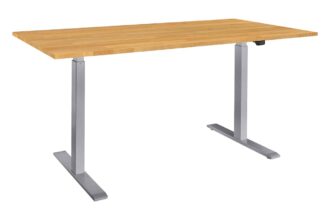memo Höhenverstellbarer Schreibtisch "ON" grau, Buche massiv, B 100 x T 80 cm