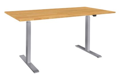 memo Höhenverstellbarer Schreibtisch "ON" grau, Buche massiv, B 100 x T 80 cm