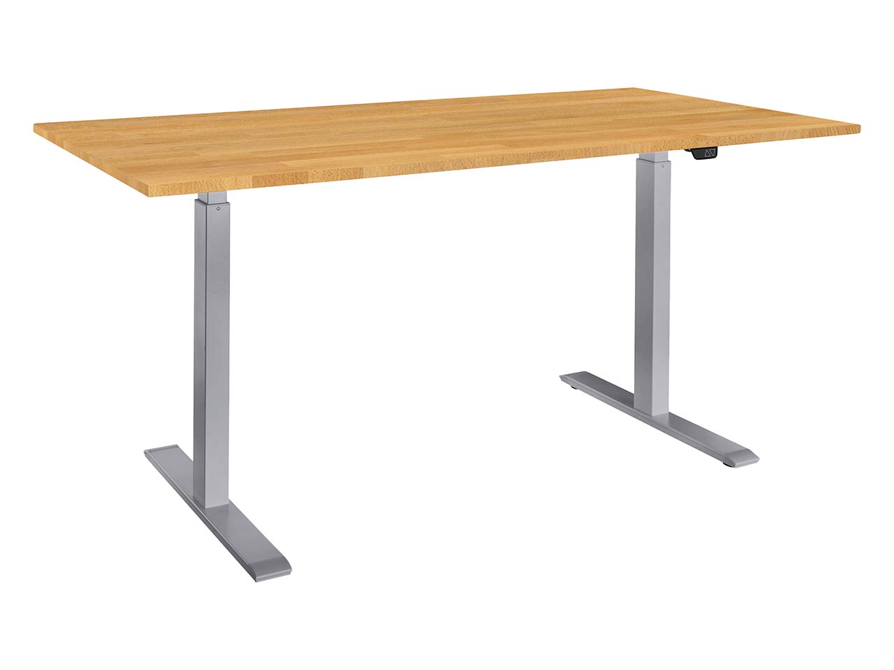 memo Höhenverstellbarer Schreibtisch "ON" grau, Buche massiv, B 100 x T 80 cm